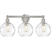 Innovations Lighting Athens Water Glass - 3 Light Bath Vanity in Modern Style-12.88 Inches Tall and 26 Inches Wide-Satin Nick