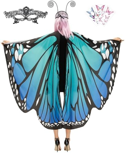 Chal De Alas De Mariposa Para Adulto – Con Máscara Y Diadema, Disfraz De Hada Para Carnaval Y Cosplay