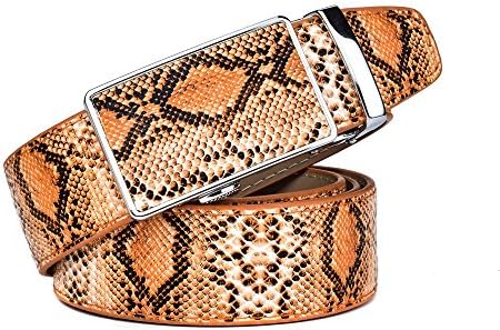 RADYMAN Special Snake Pattern Luxury Belts Genuine Leather Belts Men Automatic (Waist 25-42", Light Brown)