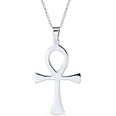 Bling Jewelry Large Classic Mens Large Key To Life Egyptian Ankh Cross Pendant Necklace For Men Teen Polished .925 Sterling Silver
