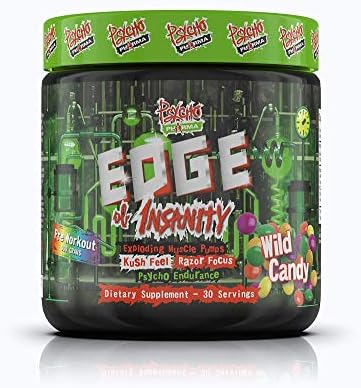 Edge of Insanity Pre-Workout - Exploding Muscle Pumps and Razor Focus, 300 Grams (Wild Candy)