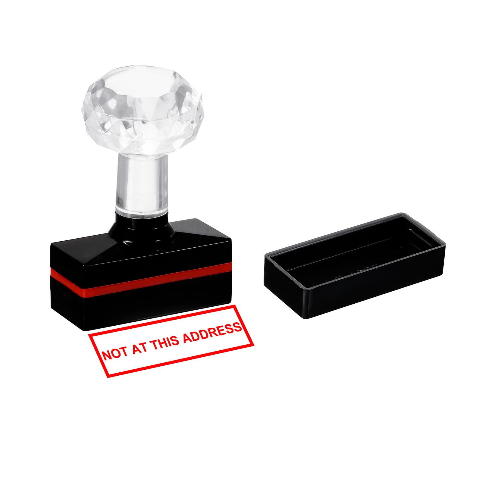 PATIKIL Not at This Address Stamp Self Inking, Red Ink Office Stamps Pre Inked Message Stamp Refillable Business Stamp, Black