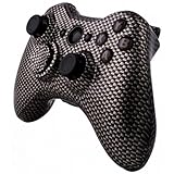 Xbox 360 Controller Shell/Buttons Replacement Kit, NALAKUVARA Hydro Dipped Gold Carbon Fiber Housing Case Cover Buttons Set for Xbox 360 Wireless Controller (Black Silver)