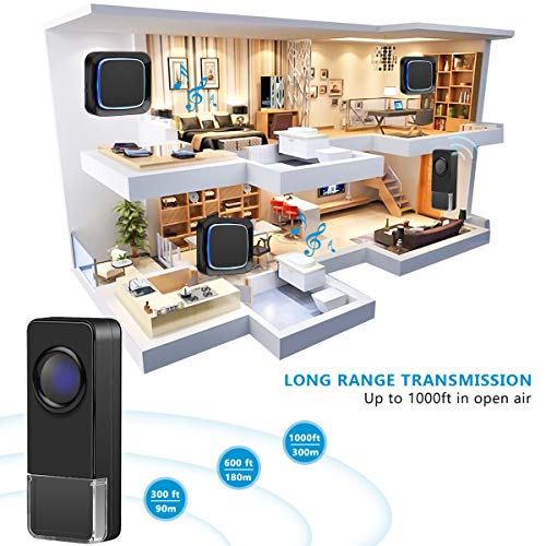 Wireless Doorbell Kit, Coolqiya Door Bell Chimes for Home with 2 Plug