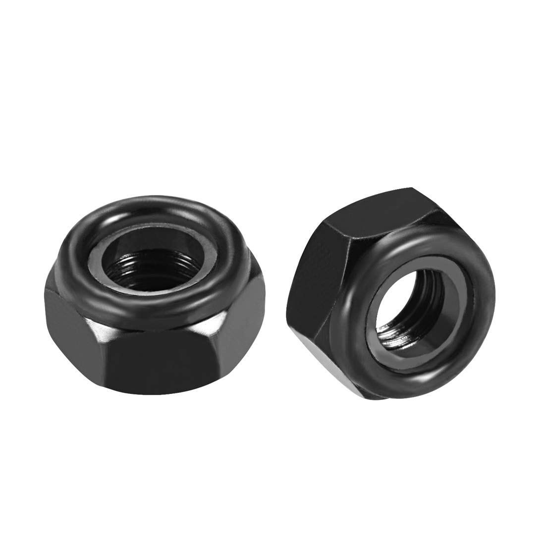 sourcing map Hex Lock Nuts - M10 x 1.5mm Carbon Steel Nylon Insert Self-Locking Nuts for Fasteners, 20Pcs Black