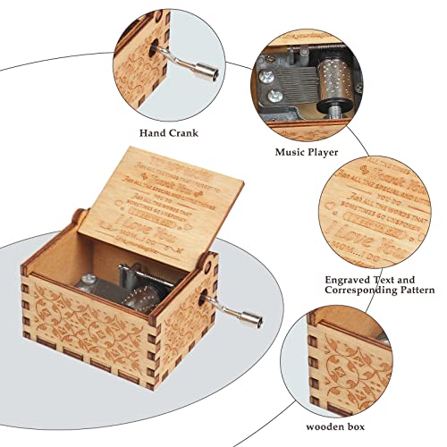 HSXIANG Music Box Gifts for Mom from Daughter, Hand Crank Engraved
