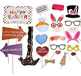 Glitter Easter Photo Booth Props - Party Decorations Ornaments - Bunny Ears Egg Noses Chocolate Glasses Lips Necktie