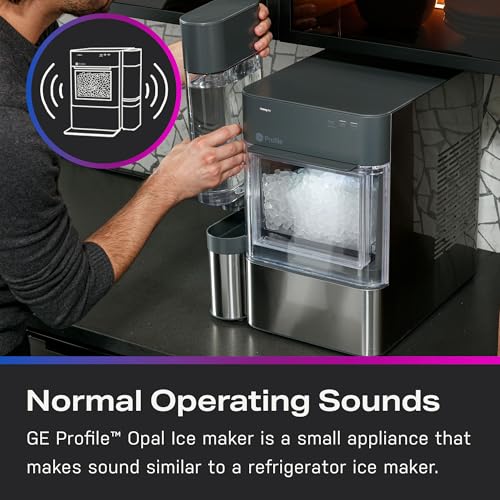 GE Profile Opal 2.0 with 0.75 Gallon Tank, Chewable Crunchable Countertop Nugget Ice Maker, Scoop included, 38 lbs in 24 hours, Pellet Ice Machine with WiFi & Smart Connected, Stainless Steel