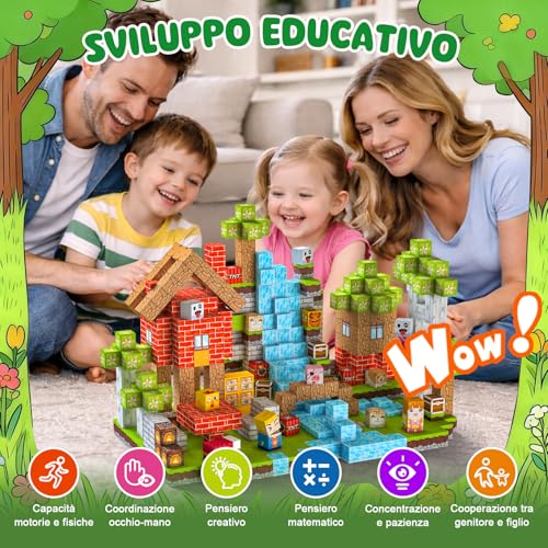 Crifeton Costruzioni Magnetiche per Bambini 100 PCS 2CM 3+ Giochi Cubi Magnetici Blocchi Magnetic Building Blocks Giocattoli Montessori a Partire da 3 4 5 6 7 8 9 10 11 12 Anni Regali di Compleanno