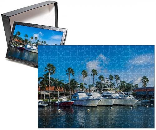 Photo Jigsaw Puzzle of Yacht harbour in downtown Oranjestad, capital of Aruba, ABC Islands