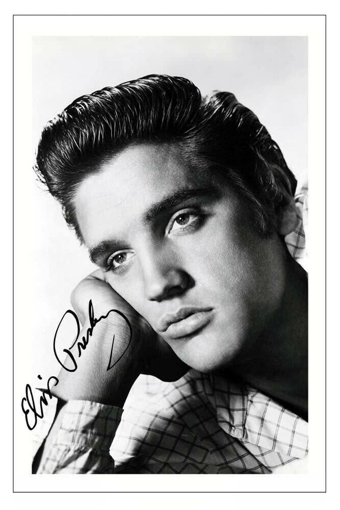 Elvis Presley Signed 12x8 Inch Photo Print Pre Printed Signature Love Me Tender Autograph Gift