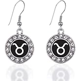 Inspired Silver - Silver Circle Charm French Hook Drop Earrings with Cubic Zirconia Jewelry