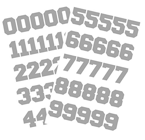Sports Helmet Numbers 1" By Chalkallaboutit Baseball, Hockey, Football and Lacrosse (Silver)