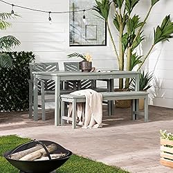 Walker Edison 5 Person Outdoor Wood Chevron Patio
