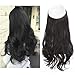 SARLA Invisible Wire Hair Extensions Black Wavy Curly Synthetic Hairpiece 16 Inch Adjustable Transparent Headband for Women