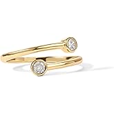 PAVOI 14K Gold Plated CZ Bypass Ring | Simulated Diamond BTY Ring | Stacking Rings for Women