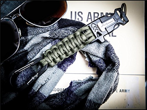 Holtzman’s #1 Best paracord keychain carabiner survival tool (Green Carabiner)