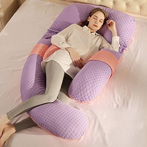 U Shaped Pregnancy Pillow Support Abdomen, Breathable Dust mite & Allergy Control Maternity Body Pillow with Full Support for Side and Back Sleep, Washable Cotton Cover, Firm and Fluffy-C