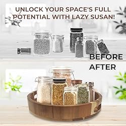 PANDAWOOD 12 Inch Lazy Susan Organizer 100% Acacia