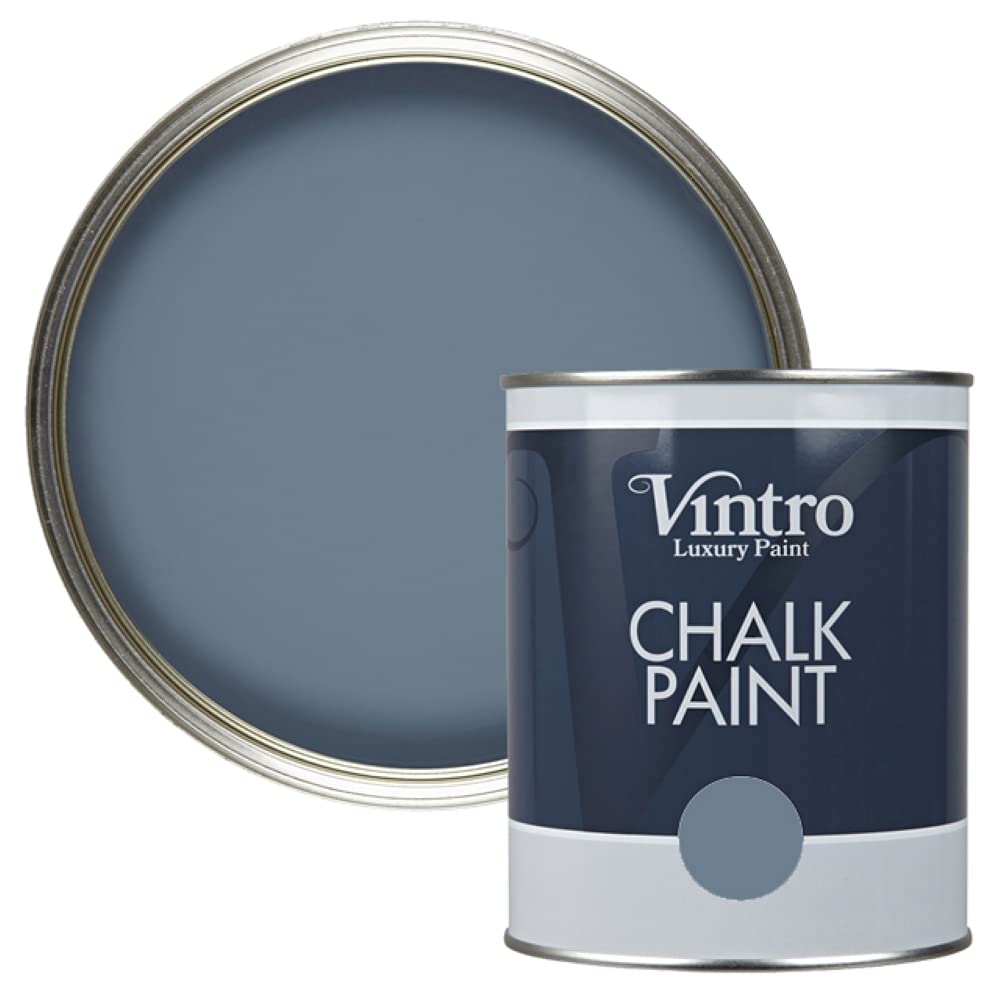 Vintro | Blue Chalk Paint | Furniture Paint | Shabby Chic | Upcycle | Decorate | Ultra Matt Finish | 1 Litre (Chiswick House - Blue)