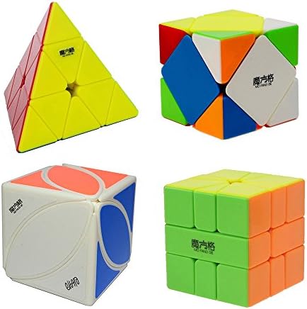 HJXD Magic Cube Set of 4 Pack Include Square 1+Skewb+Pyraminx+Maple Leaf Puzzle Cube