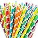 200 Pack Biodegradable Paper Straws | 8 Unique Colors | Polka Dot Drinking Straws | Bulk Paper Straws for Juices, Shakes | Perfect for Party Decorations