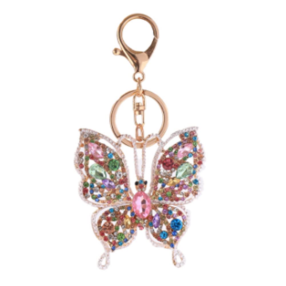 ARFUKA Keyring Rhinestone Butterfly Pendant Keychain 3d Animal Iced Out Metal Key Ring Charm Jewellery Christmas Birthday Gift Keyrings Key Chain Key Ring Holder for Men and Women