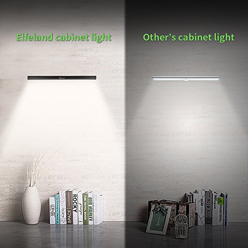 LED Closet Light, Elfeland 20LED Under Cabinet lights, Auto On/Off Cupboard Light Bar, Motion Sensor Wireless Wardrobe Light, Cordless Battery Operated Step Light Bar for Pantry, Stair, 2 Pack