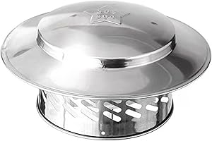 Ankuce Cone Top Chimney Cap, RoundChimney Cover Cap Outside Roof Fireplace Screen Cover Exterior Stove Pipe Topper (Silver, 6in-1)