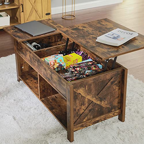 YITAHOME Lift Top Coffee Table with Storage, Rustic Modern Lift