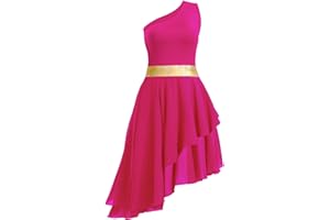 ORIDOOR Women's Praise Dance Dress Oblique Shoulder Irregular Hem Worship Dance Lyrical Dress