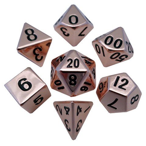 Metal Dice Polyhedral Set of 7 die (7) Copper