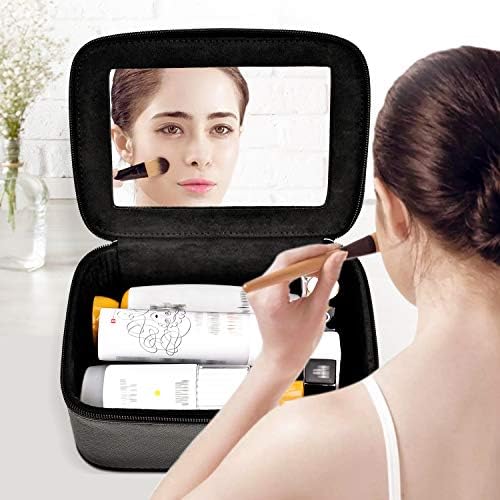 Qookiee Makeup Bag, Quick Cosmetic Cases with Mirror and Jewelry area, Professional Makeup Cases Makeup Artist Train Case Travel Organizer Beauty Case Storage for Makeup Brushes Toiletry Accessories