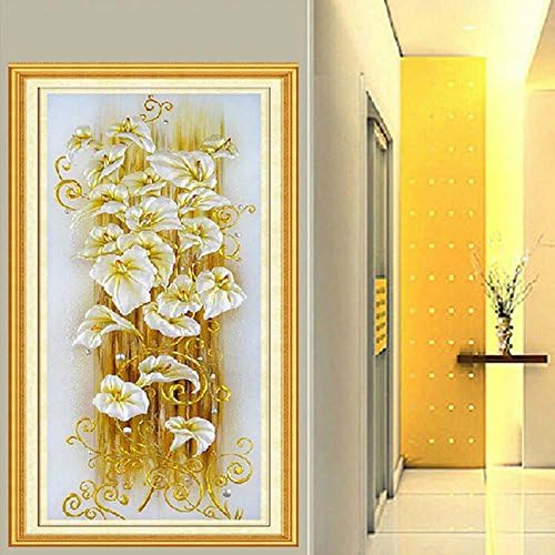 Hotab 5D Crystal Flower Lily Cross Stitch Rhinestone Wall Stickers 120x60cm DIY Decor Needlework Diamond Embroidery Crafts