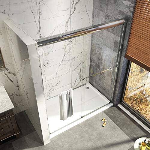 Duschdeluxe 60"x72" Double Sliding Shower Door | 1/4" Clear Tempered Glass Shower Enclosure Sliding Door - Chrome Finish