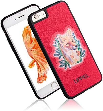 UPPEL For iPhone 6S/6 Case Leather Carving Art Beautiful Lucky Fox Flip PU Protector Case(Fox-Red)