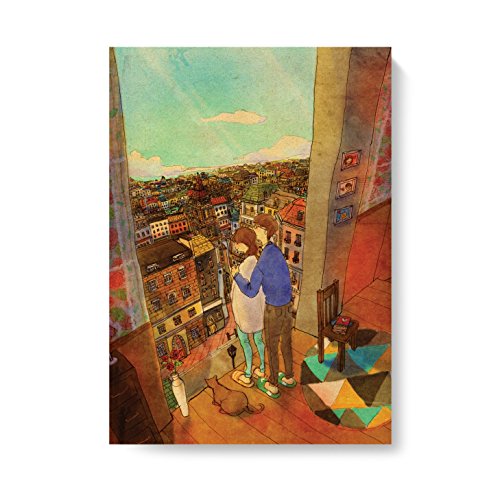 Illustrator Puuung, Wooden Frame Canvas Artwork, A3 Size (Looking Out the Window)