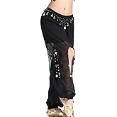 ZLTdream Women's Belly Dance Coins Lantern Pants