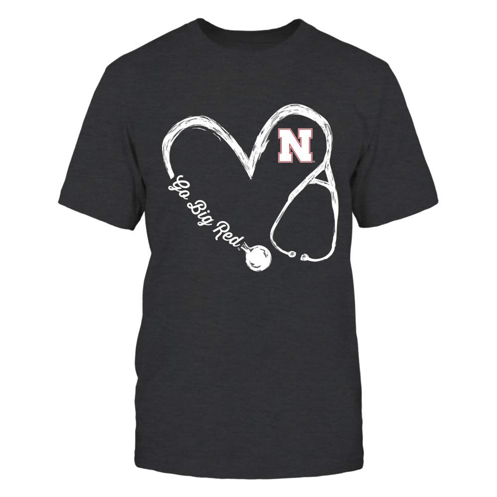  Nebraska Cornhuskers Nurse Drawing Stethoscope Heart 34 T Shirt