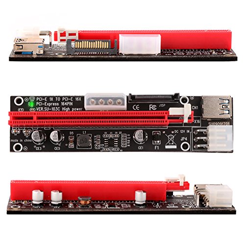 Ubit Multi-Interface PCI-E Riser with Led Notice Function Express Cable 1X to 16X Graphics Extension Ethereum ETH Mining Powered Riser Adapter Card+60cm USB 3.0 Cable