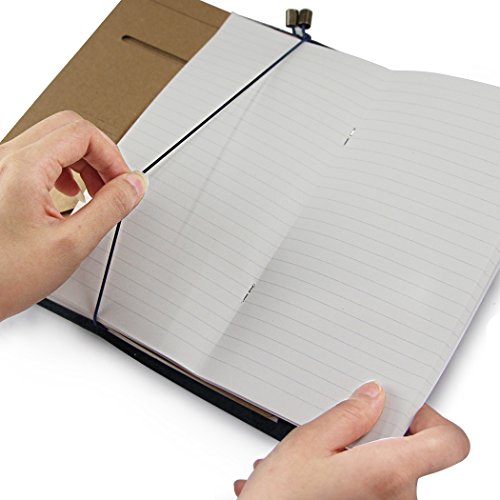 Navy blue Leather Journal Writing Notebook YUWU Refillable Leather