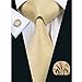 Hi-Tie Light Yellow Silk Tie for Men with Pocket Square and Cufflinks Set for Wedding