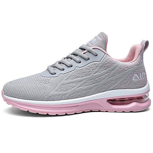 GANNOU Air Athletic Running Sneaker para mujer para deportes, gimnasio, jogging, tenis y fitness - Talla 8 - Gris