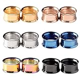 Longbeauty 6 Pair Stainless Steel Screwe Flesh Tunnel Expander Eer Plug Gauge Earlets 6 Colors 18MM