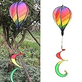 Delight eShop Striped Rainbow Windsock Hot Air Balloon Wind Spinner Garden Yard Outdoor Decor