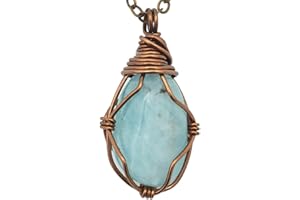 Designs by Nature Gems – Handcrafted Simple Birthstone Necklace | 24” Antique Bronze Chain & Copper Wire Setting