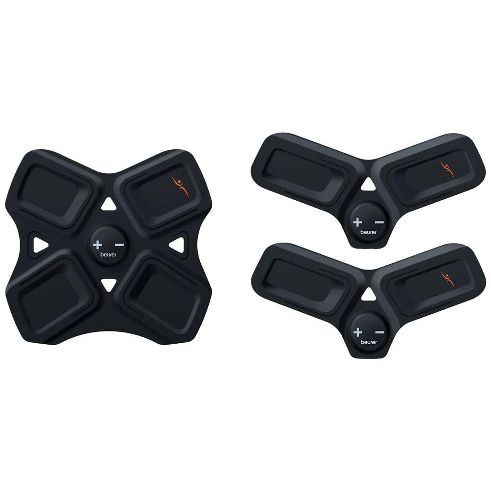 Beurer EM22 EMS Muscle Toner | 3-piece muscle stimulator for abs, arms and legs | Electrostimulation technology tones and defines muscles | 15 intensity levels | Self-adhesive pads | Flexible silicone ,Black