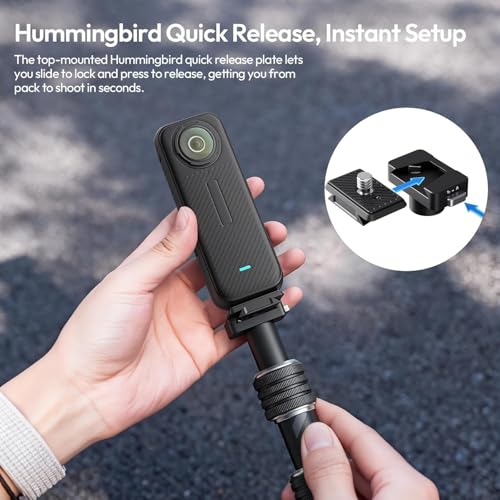 ULANZI Quick-Release Invisible Selfie Stick Motorcycle Bike Mount Kit for Insta360 X5 X4 X3/DJI Osmo 360, VL03 40in Adjustable Extension Pole Clamp Mount for Action Camera