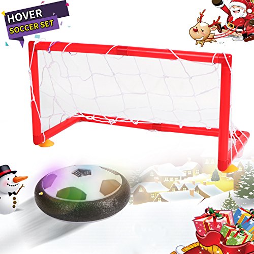 Kids toys air power soccer football goal set disk training ball h…