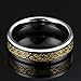 Frank S.Burton Gold Plated Celtic Dragon 6mm Tungsten Carbide Wedding Band Ring Size 6.5